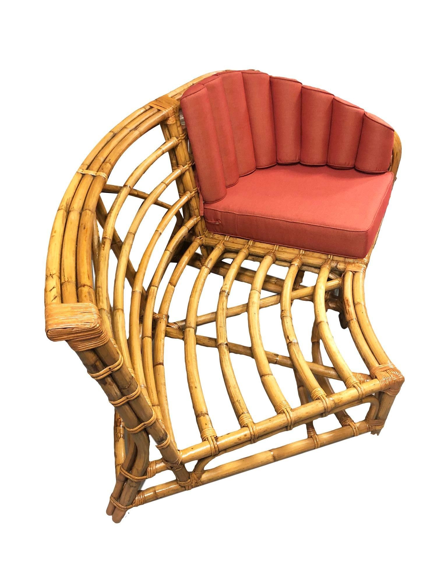 Restored MCM Rattan Round Sectional Corner Sofa w/ 3-Strand Waterfall Arms - 17