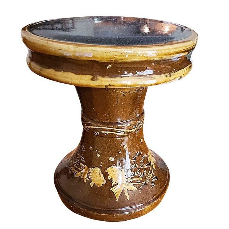 Chinese Dragon Ceramic Glazed Pedestal Table W/ 4 Ceramic Garden Stools - 14