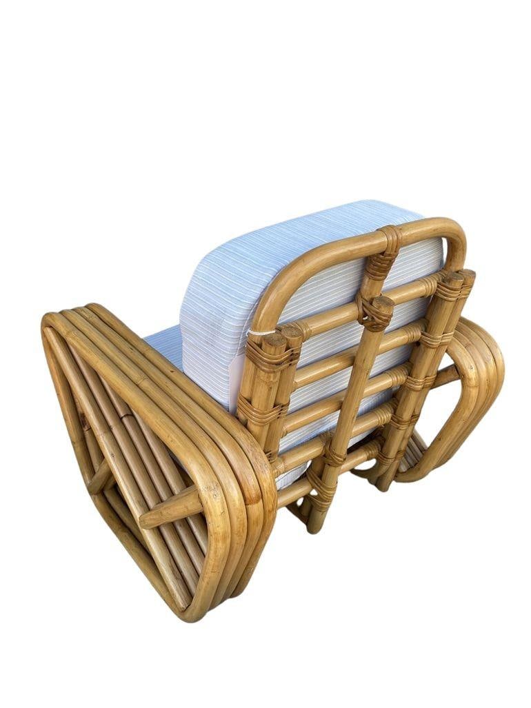 Restored Mid-century Child Size 4-Strand Square Pretzel Rattan Lounge Chair, Pai - 5