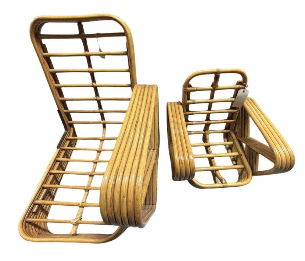 Restored Mid-century Child Size 4-Strand Square Pretzel Rattan Lounge Chair, Pai - 6