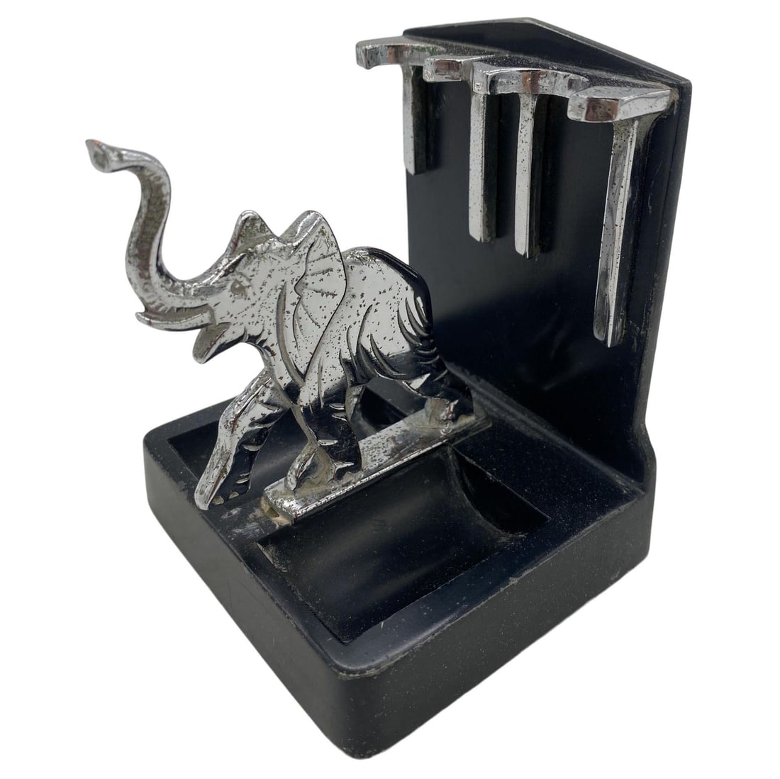Rare Chrome Art Deco Elephant Pipe Holder by Ronson - 9