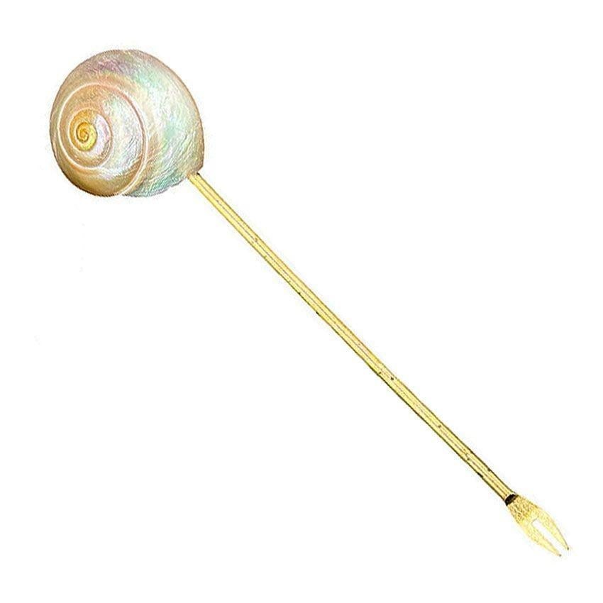 Set of Six Vintage Mother of Pearl Shell and Gold Appetizer Fondue Forks - 4