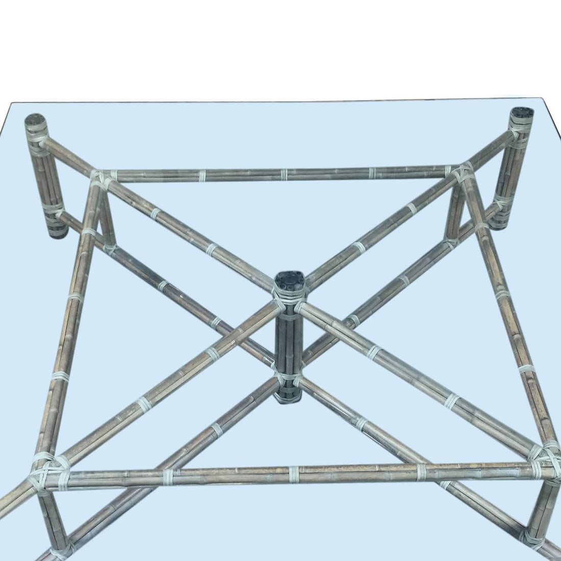 Large Bamboo and Glass Square Coffee Table by John McGuire - 2
