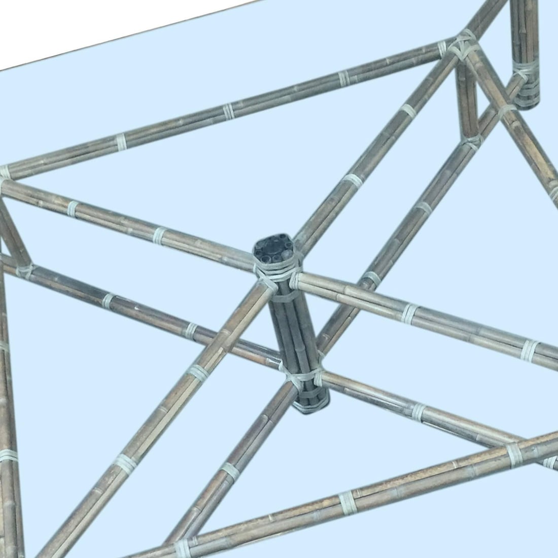 Large Bamboo and Glass Square Coffee Table by John McGuire - 5