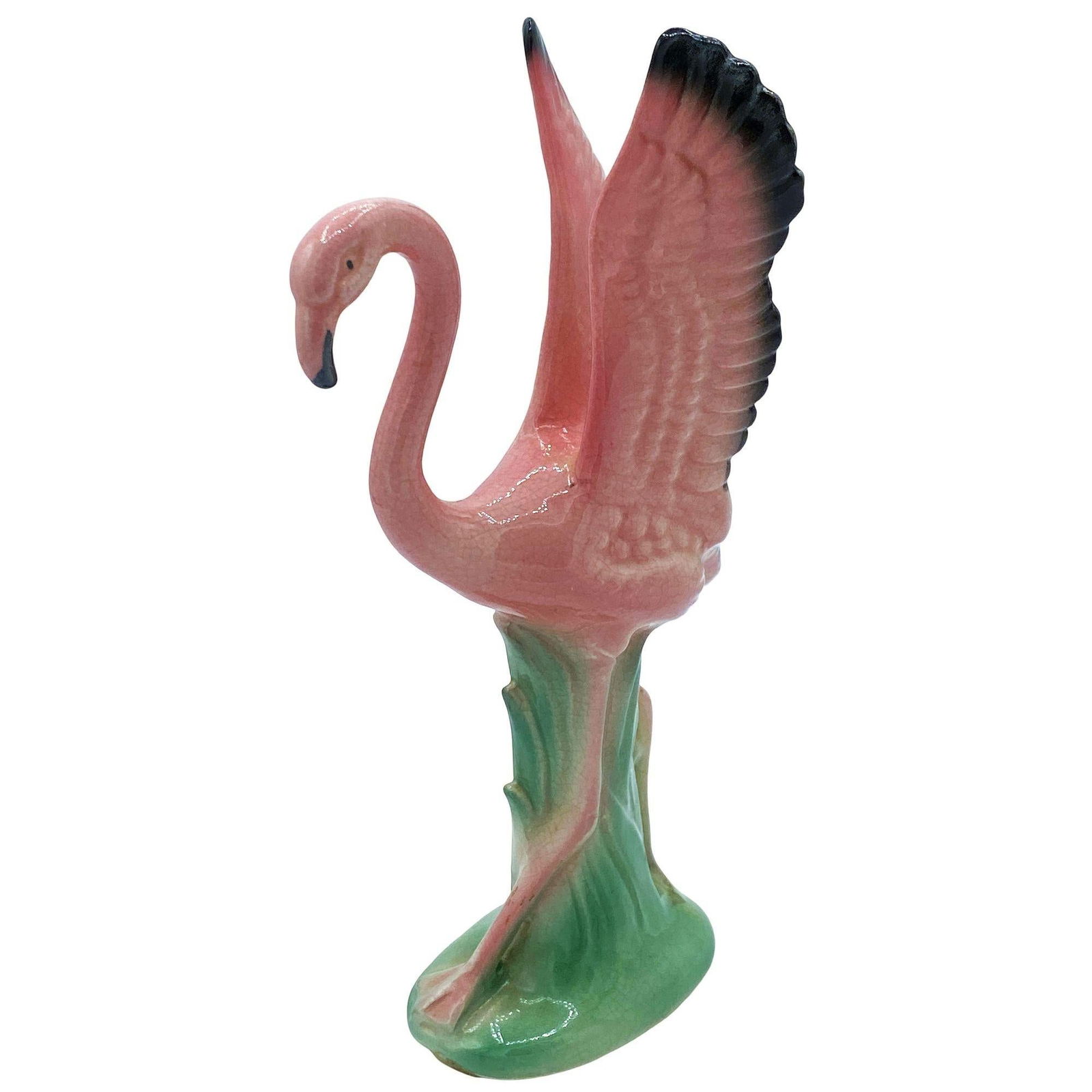 Mid-century Ceramic Mid Flight Pink Flamingo Tabletop Statue Set By Leftons - 9