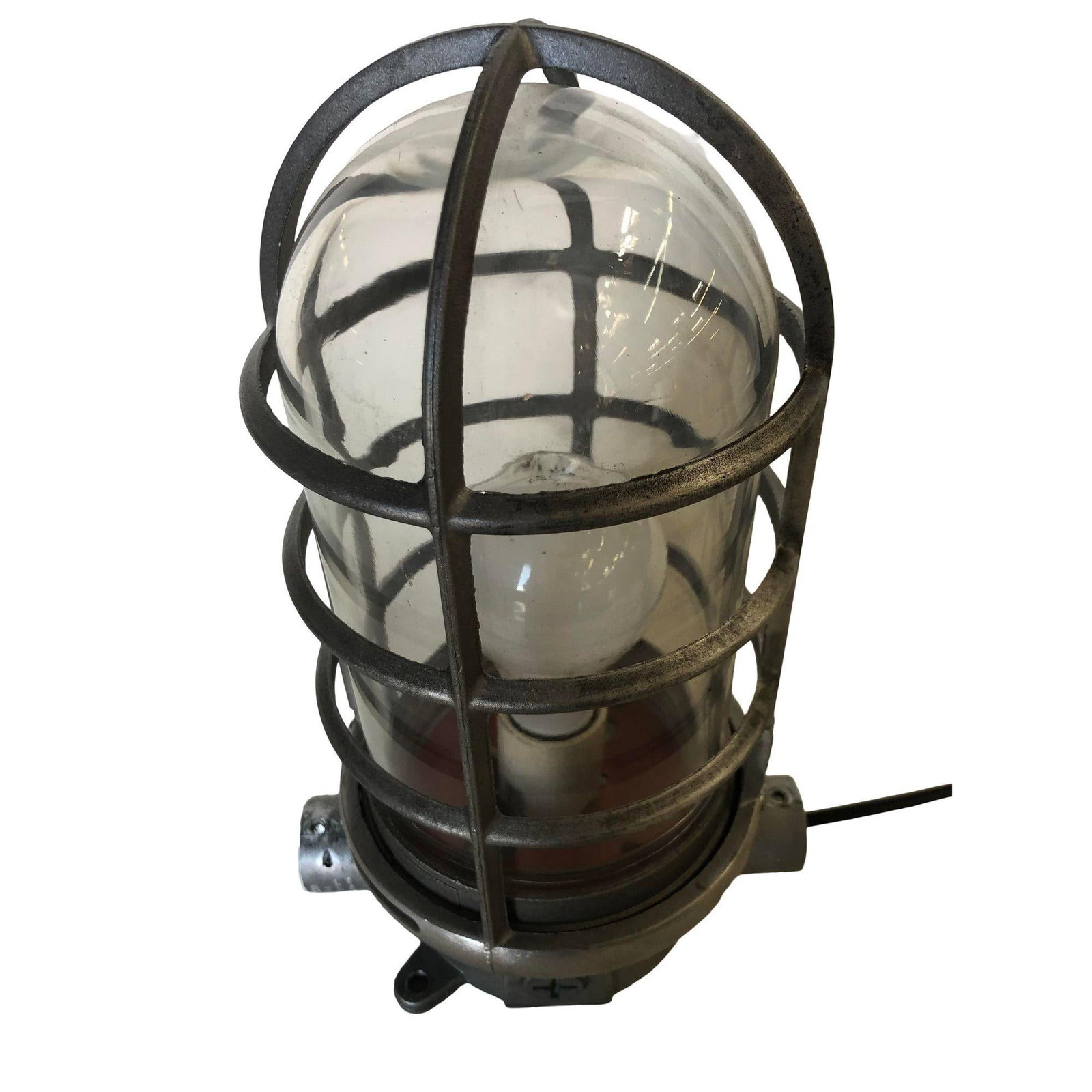 Industrial Iron Caged Marine Vapor Glass Light Fixture - 16