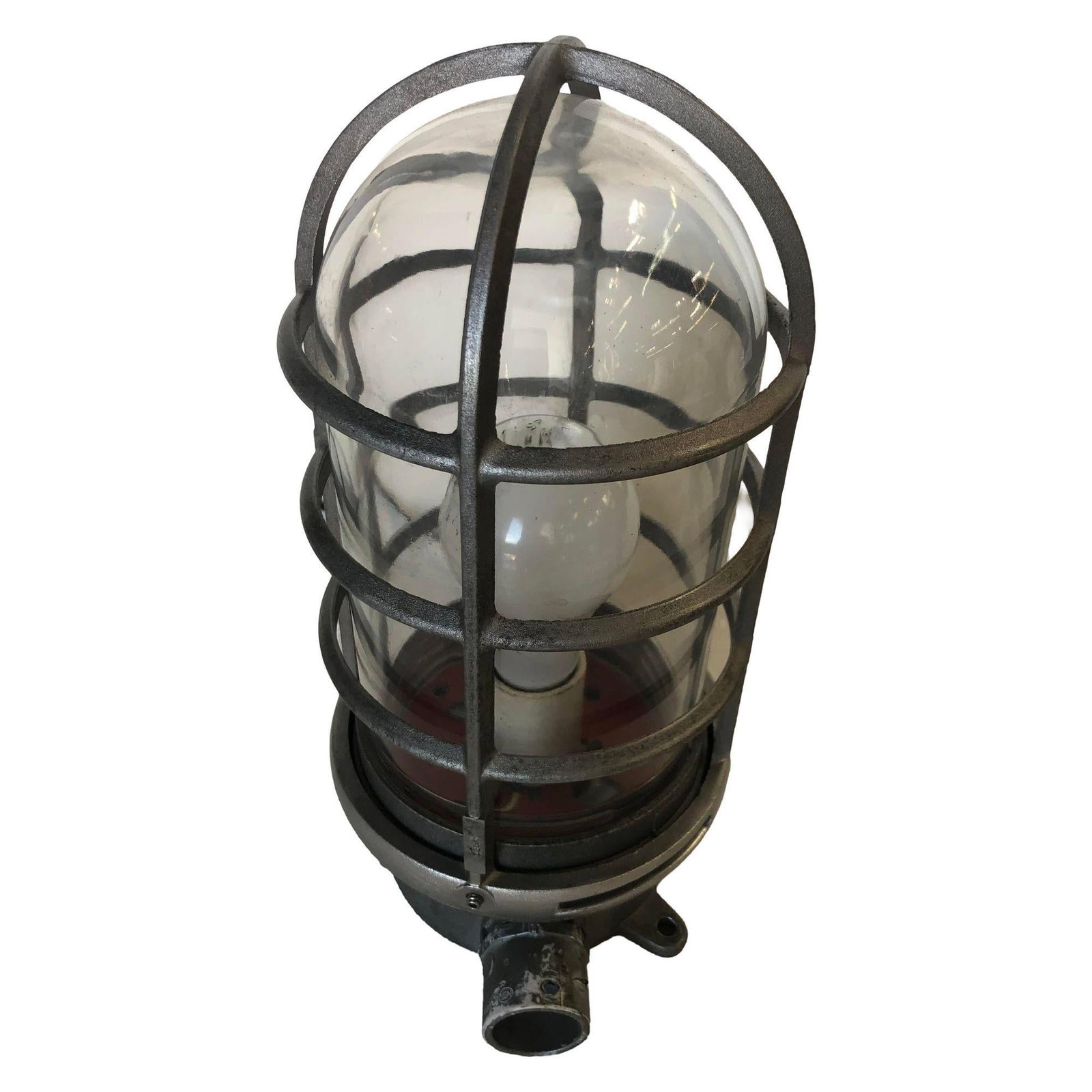 Industrial Iron Caged Marine Vapor Glass Light Fixture - 19