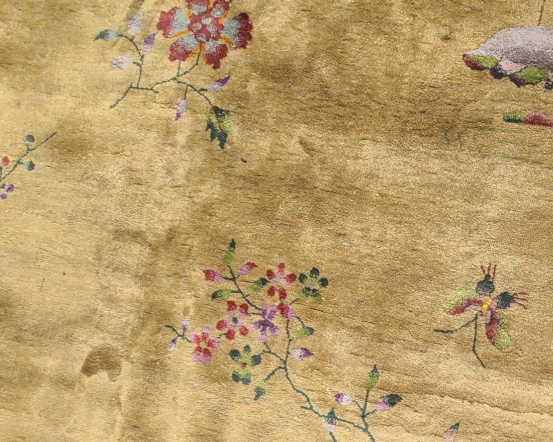 Large 11.5' X 9' Art Deco Nichols-Style Chinese Wool/Cotton Area Rug - 11