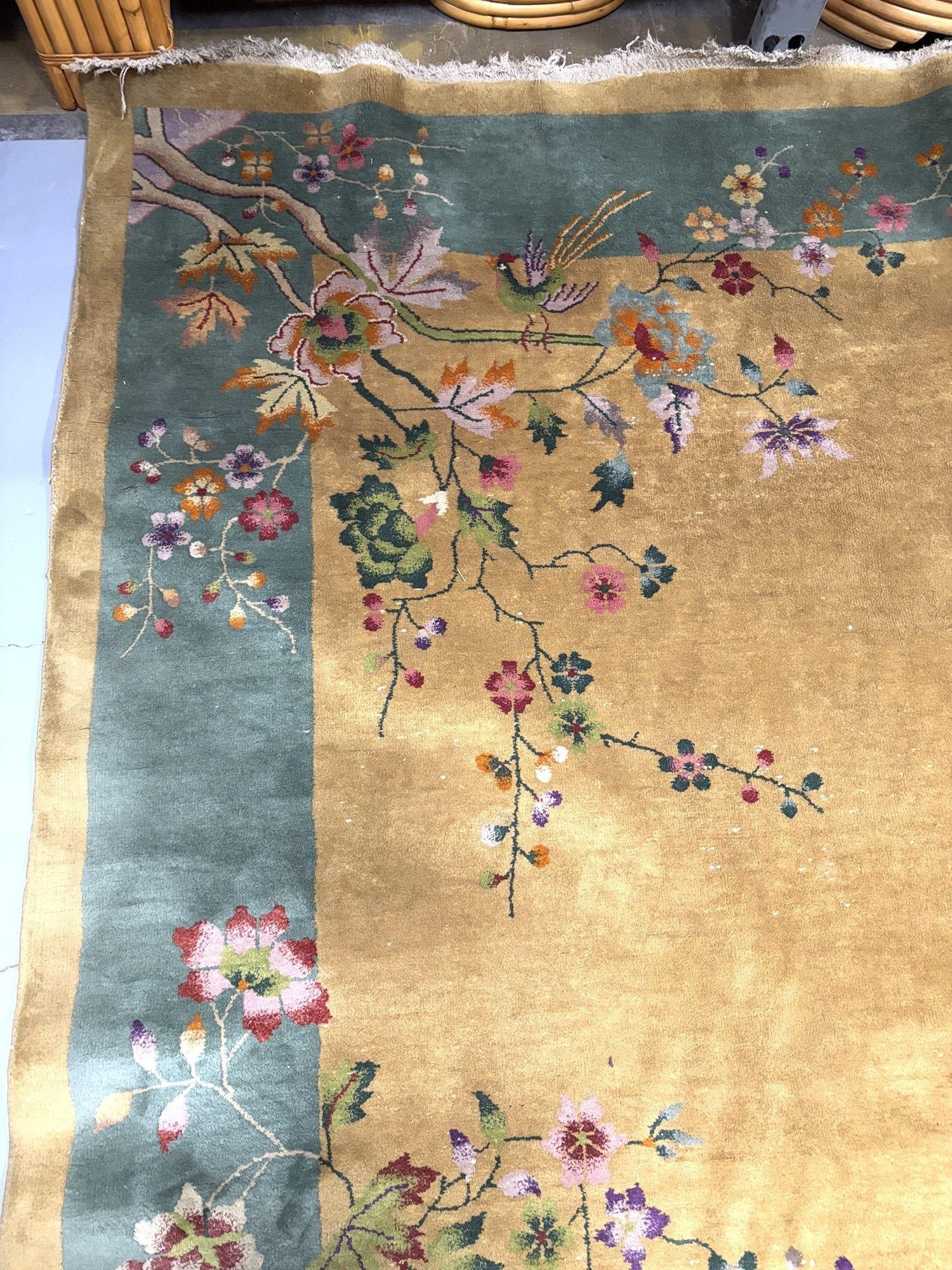 Large 11.5' X 9' Art Deco Nichols-Style Chinese Wool/Cotton Area Rug - 15