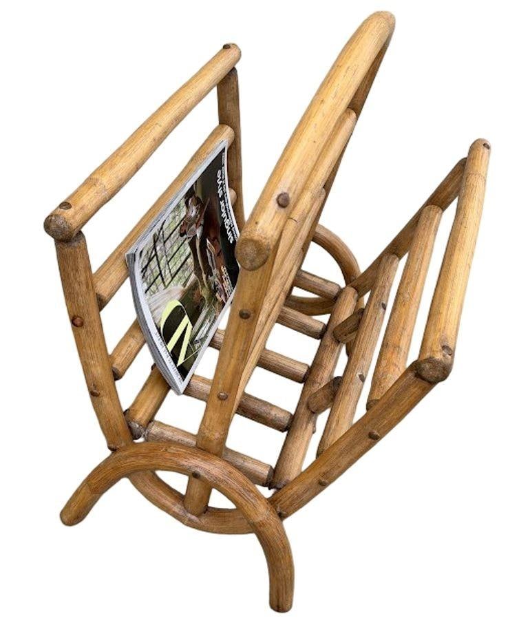 Restored Rattan Magazine or Log Holder - 3