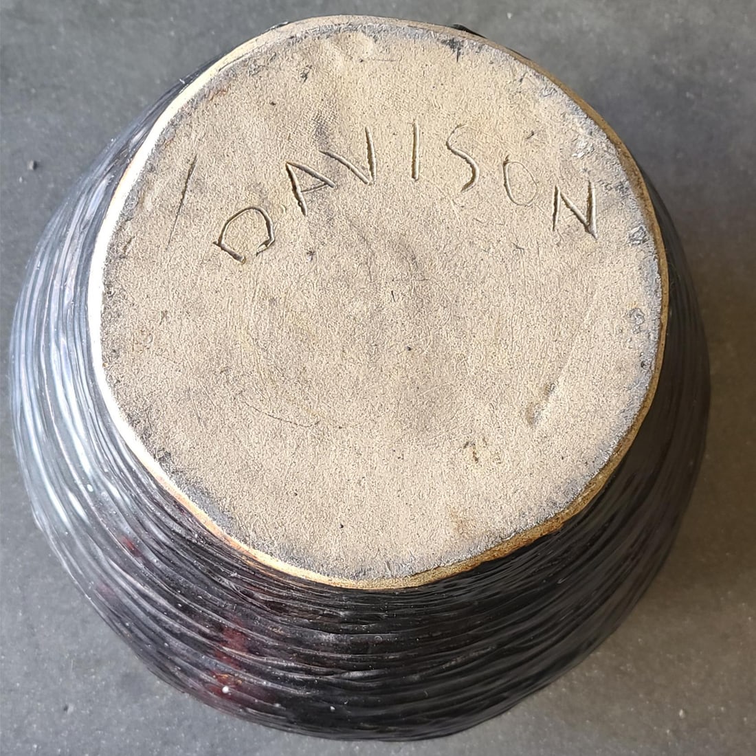 Hand-Spun Layered Clay Art Pottery Vase Signed Davison - 6