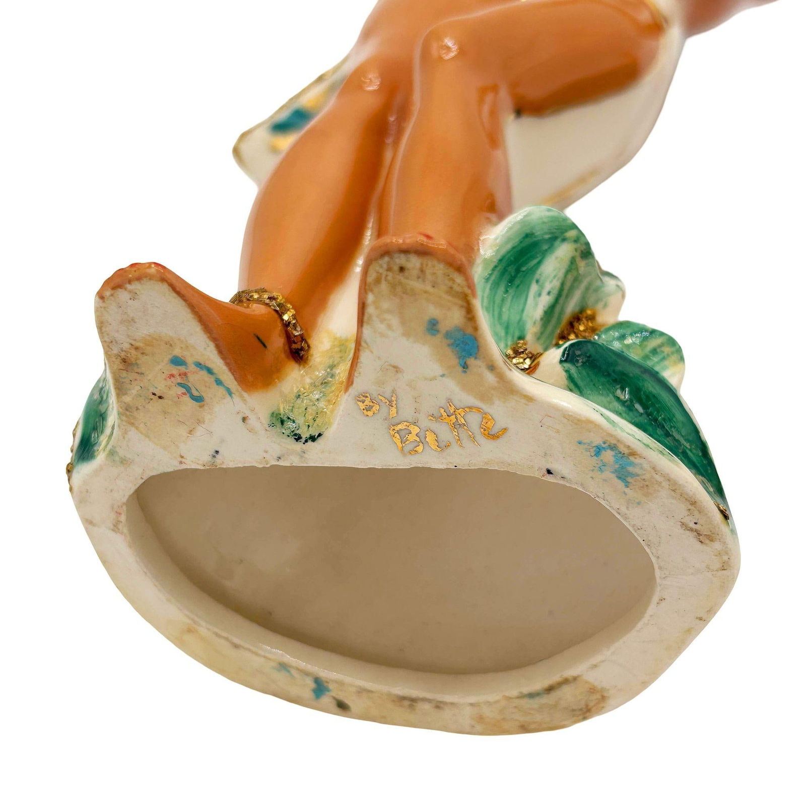 Rare 1956 Hawaiian Hula Girl & Native Male Ceramic Statue Pair by Bette - 5