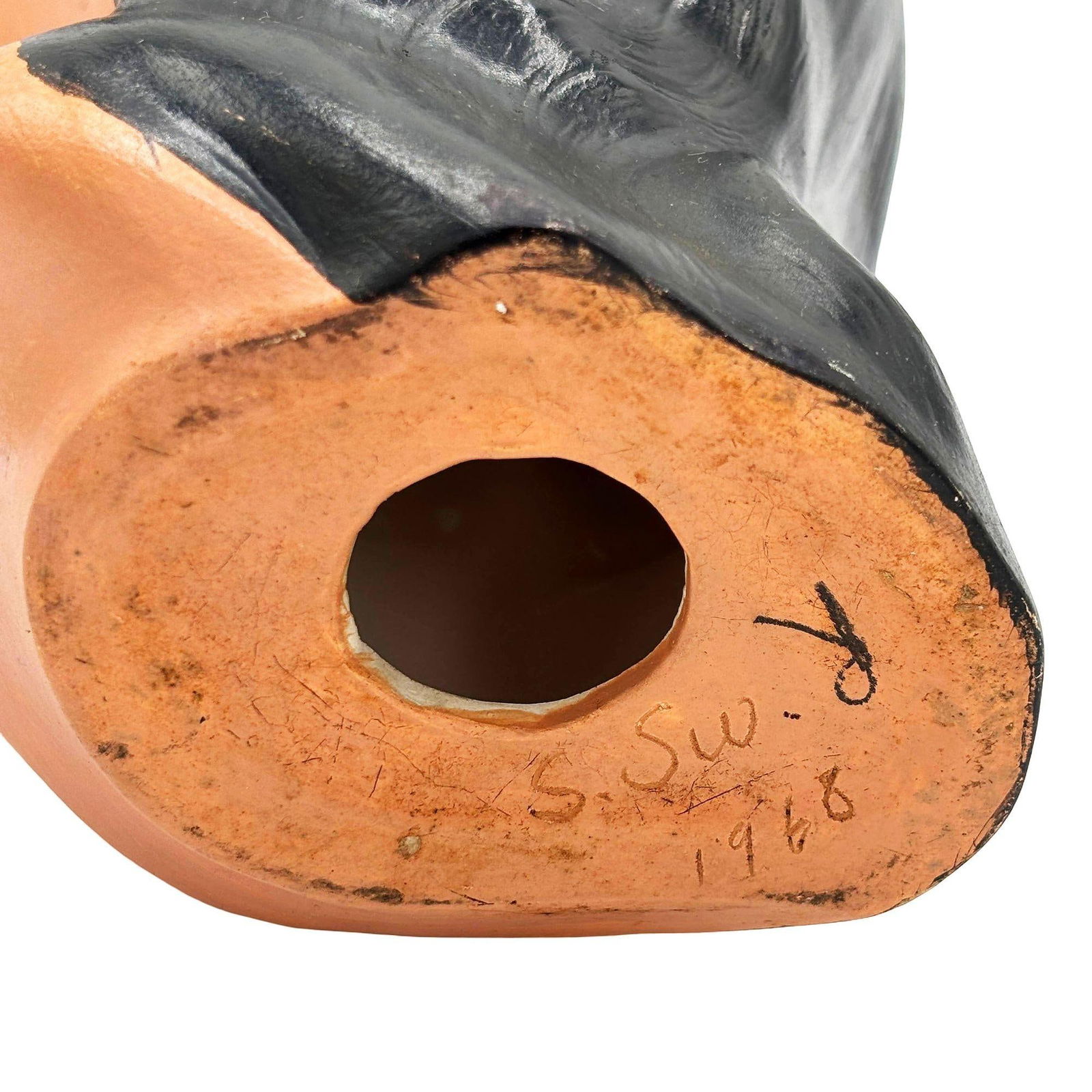 1968 California Art Pottery Hawaiian Polynesian Hula Girl Bust Statue, Signed - 18