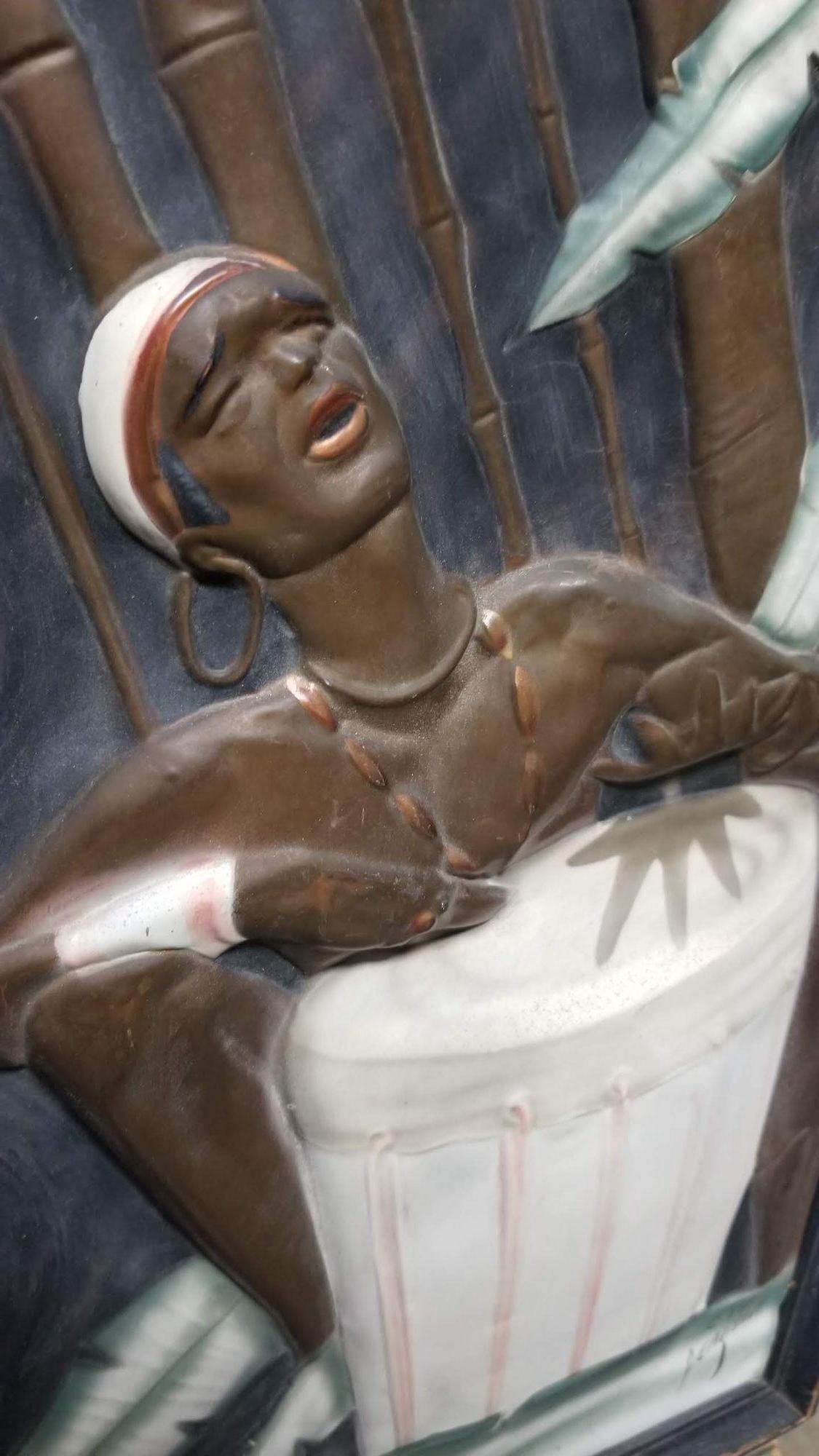 Mid Century Cooper Embossed Bongo Player Wood Framed by C.I.E. Pearson - 9