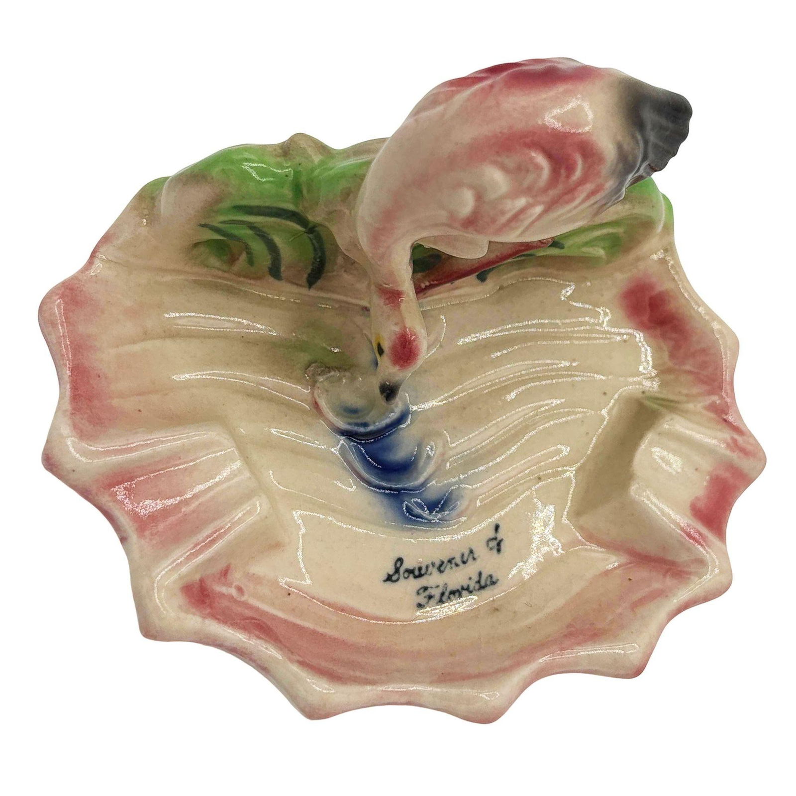 Rare 1948 "Soweru of Florida" Drinking Pink Flamingo Ceramic Ashtray - 3