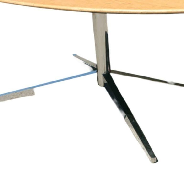 Florence Knoll Oak and Re-Chromed Steel Base Dining or Conference Table - 4
