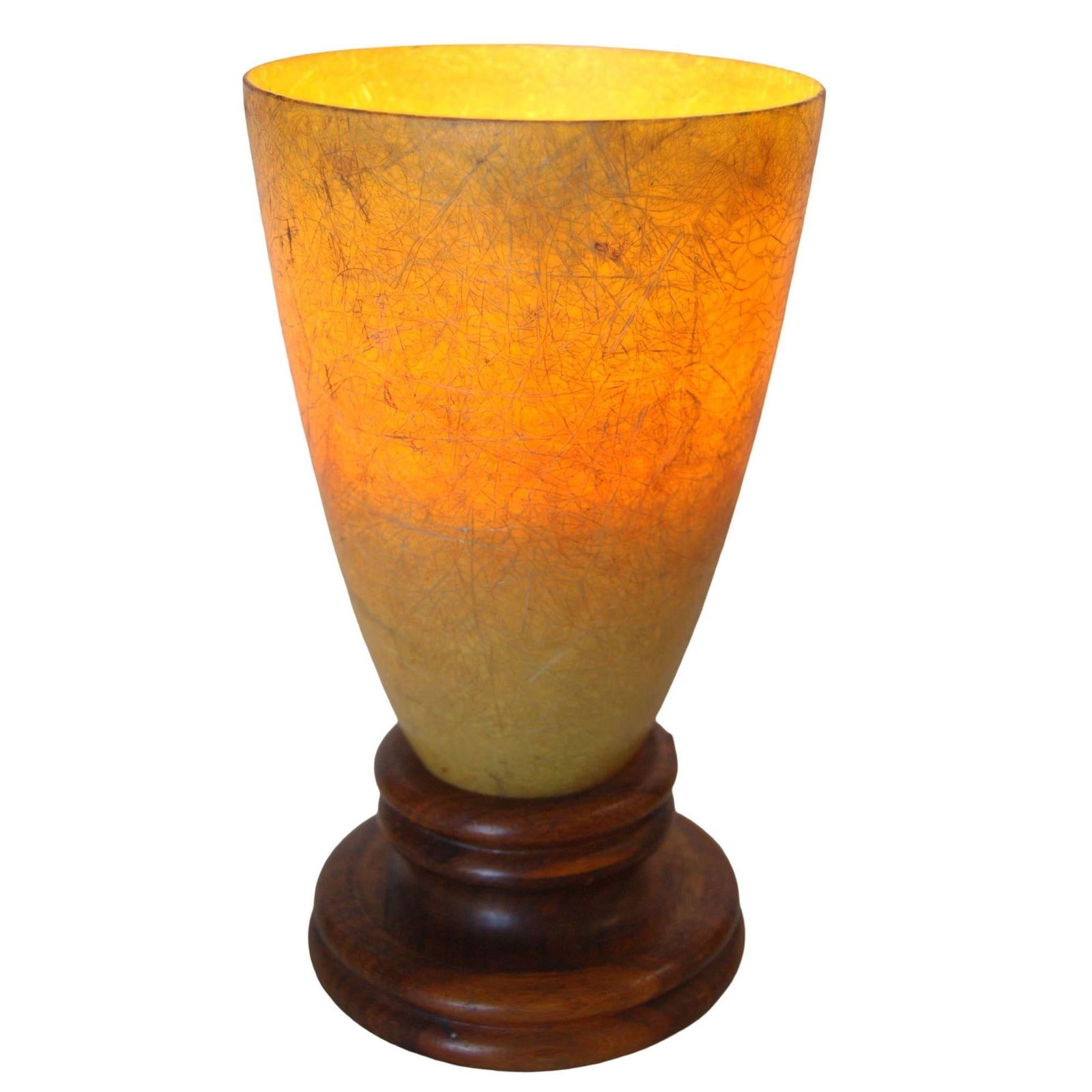 Fiberglass Torchiere Table Lamp with Wood Base - 10