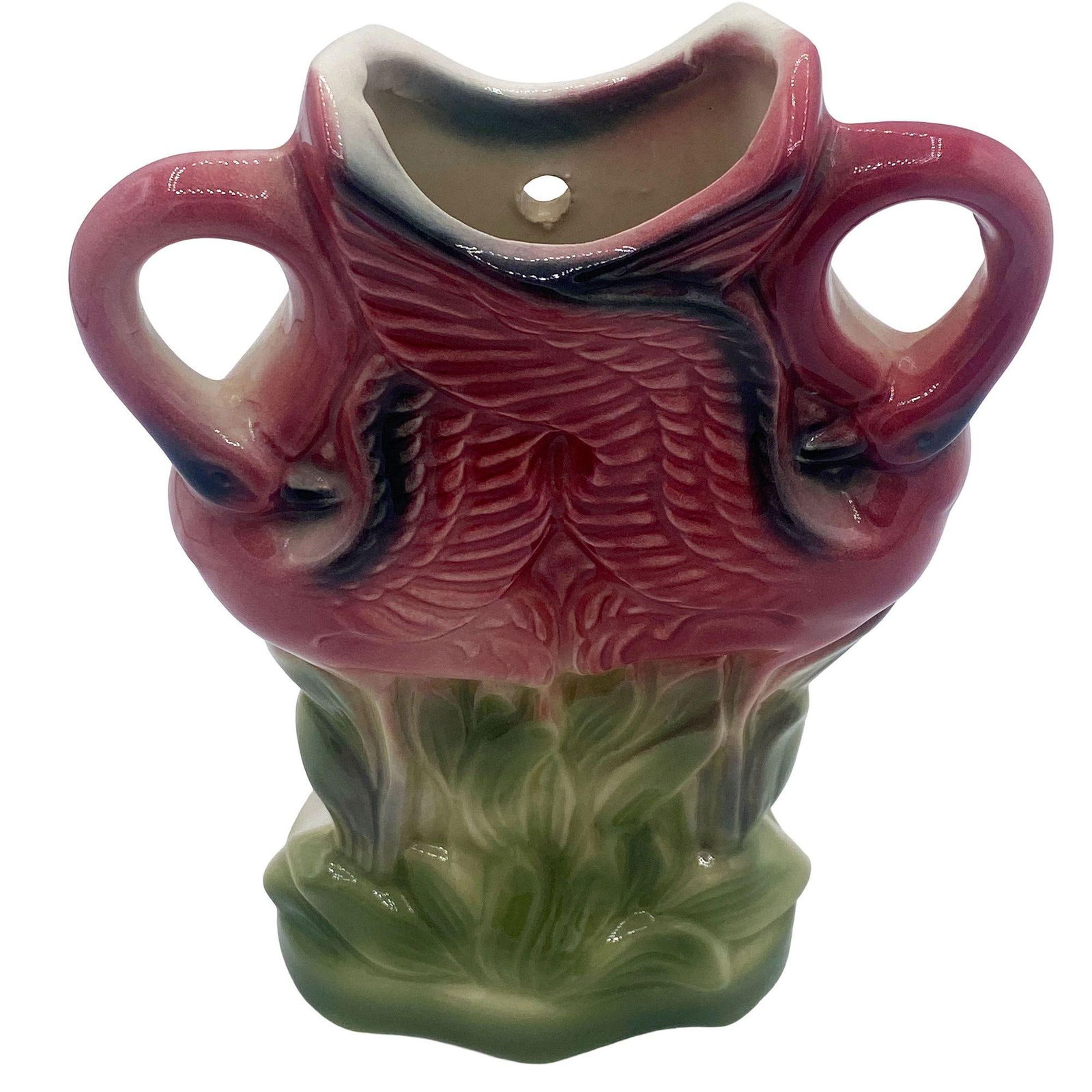 Rare Mid-century Ceramic California Pottery Tropical Flamingo Flower Wall Vase - 8