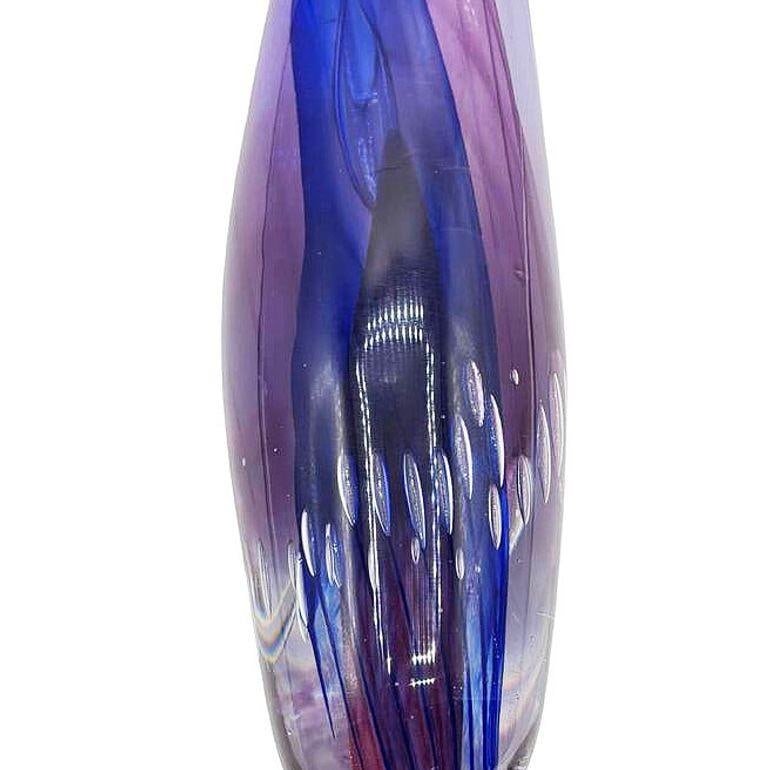 Mid-century Tear Drop Blue and Purple Murano Sommerso Art Glass Sculpture - 11