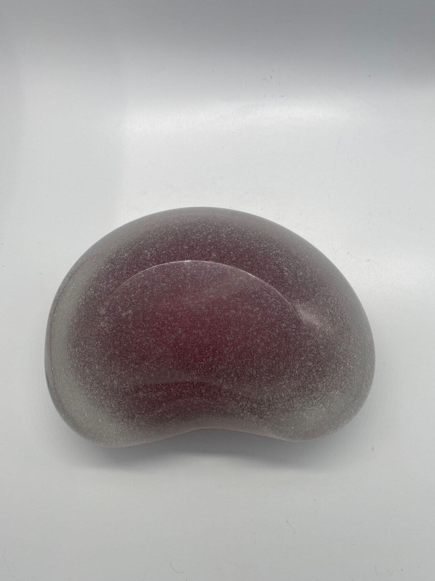 Handblown Cherry Red Biomorphic Kidney Murano Glass Ring Tray - 17