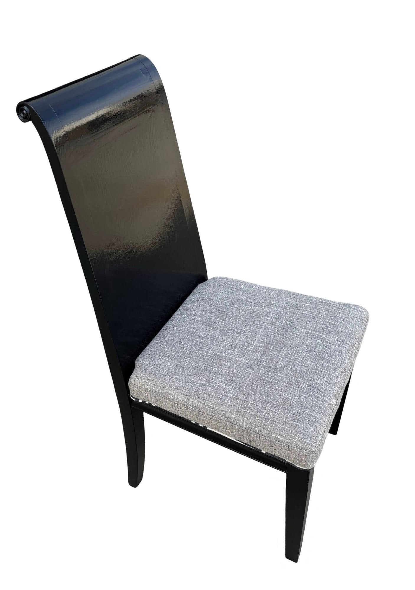 Set of Six Scrolling Back Wooden Oak Dining Chairs by Four Hands - 3