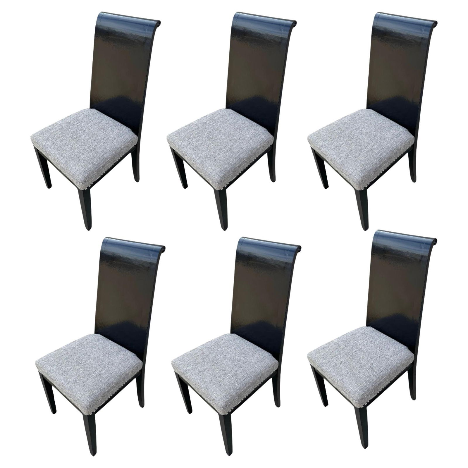 Set of Six Scrolling Back Wooden Oak Dining Chairs by Four Hands - 7