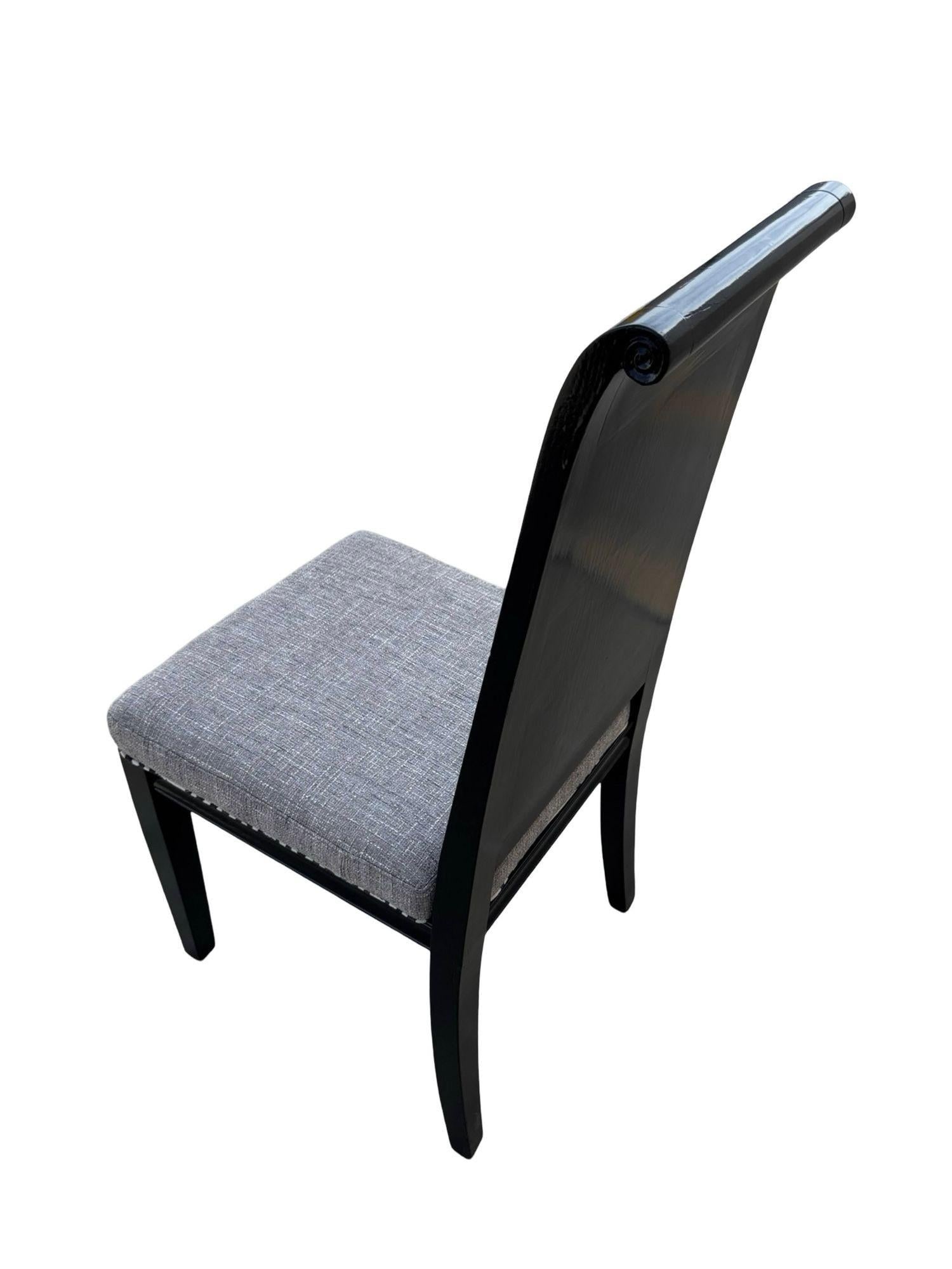 Set of Six Scrolling Back Wooden Oak Dining Chairs by Four Hands - 9