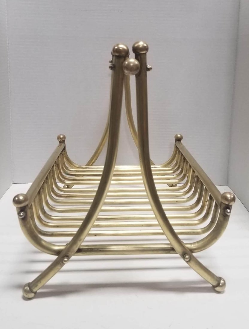 Turn of the Century Brass Newspaper Rack 1910s - 12