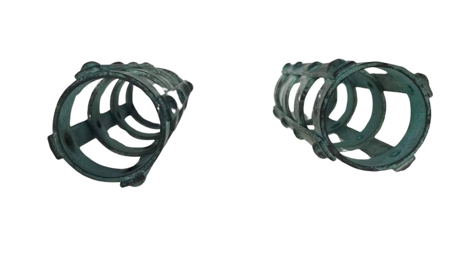 Set of 3 Brutalist style Candlestick Holders Cage Design - 17