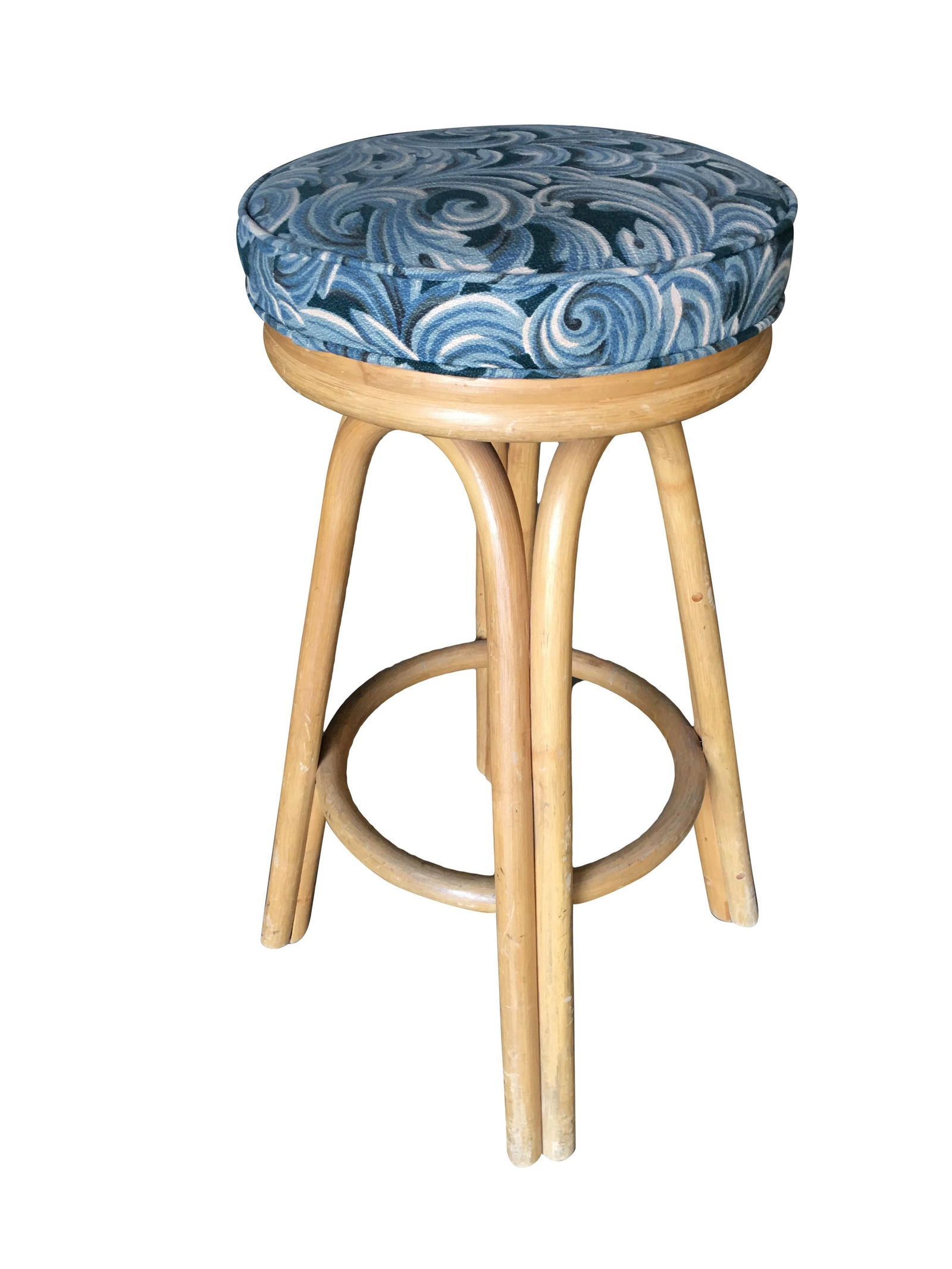 Restored Single Stand Arched Rattan Bar Stool - 3