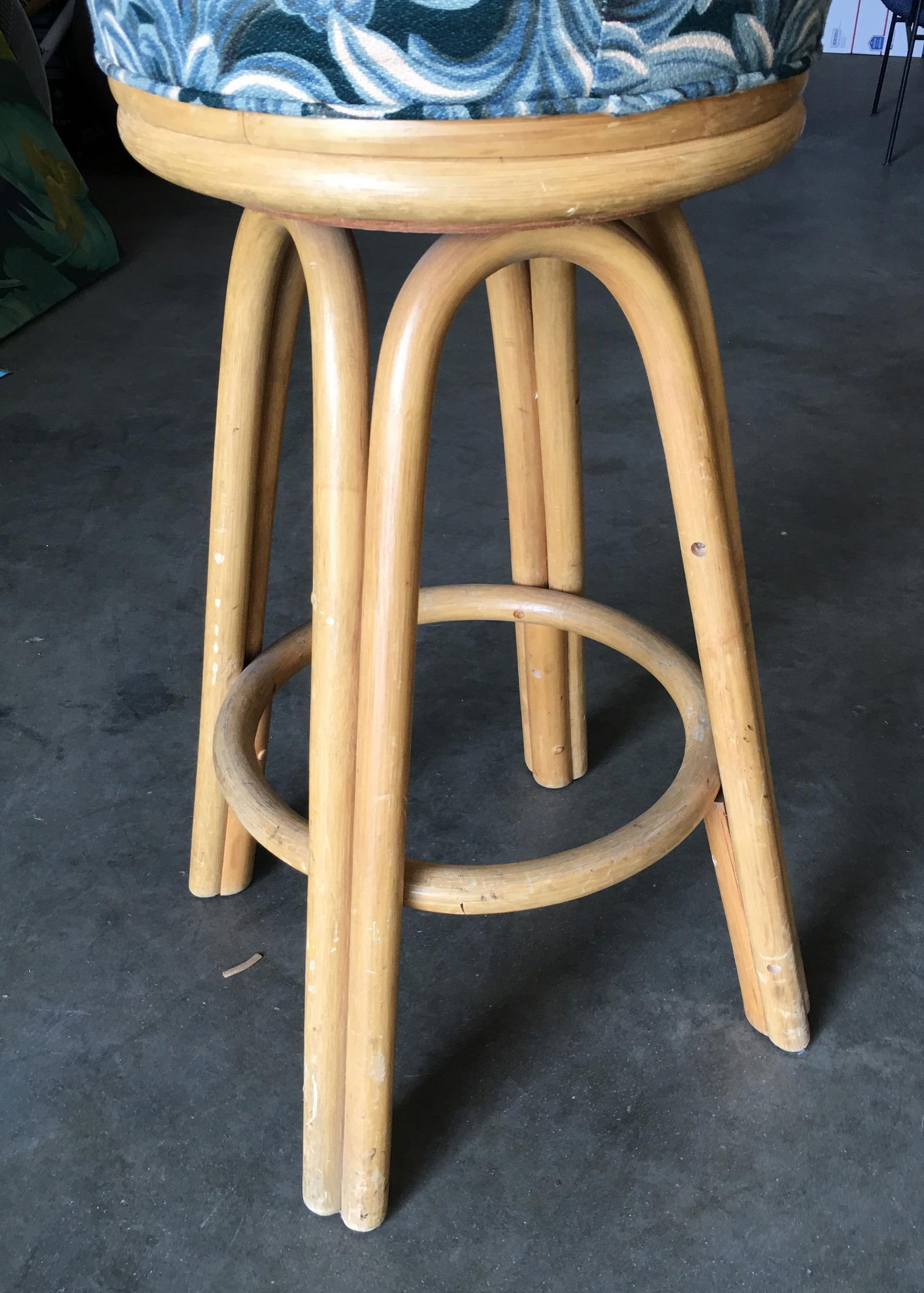 Restored Single Stand Arched Rattan Bar Stool - 6