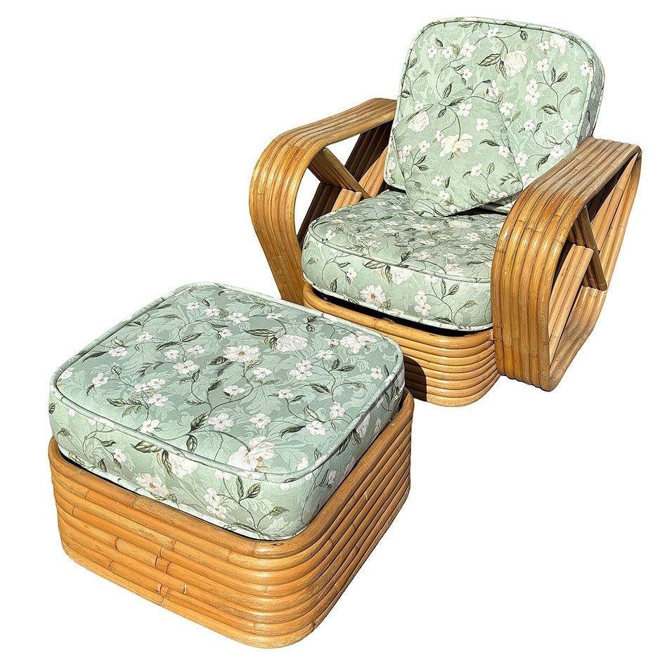 Rattan Mid-century Six-Strand Square Pretzel Sofa & Lounge Chair Livingroom Set - 17