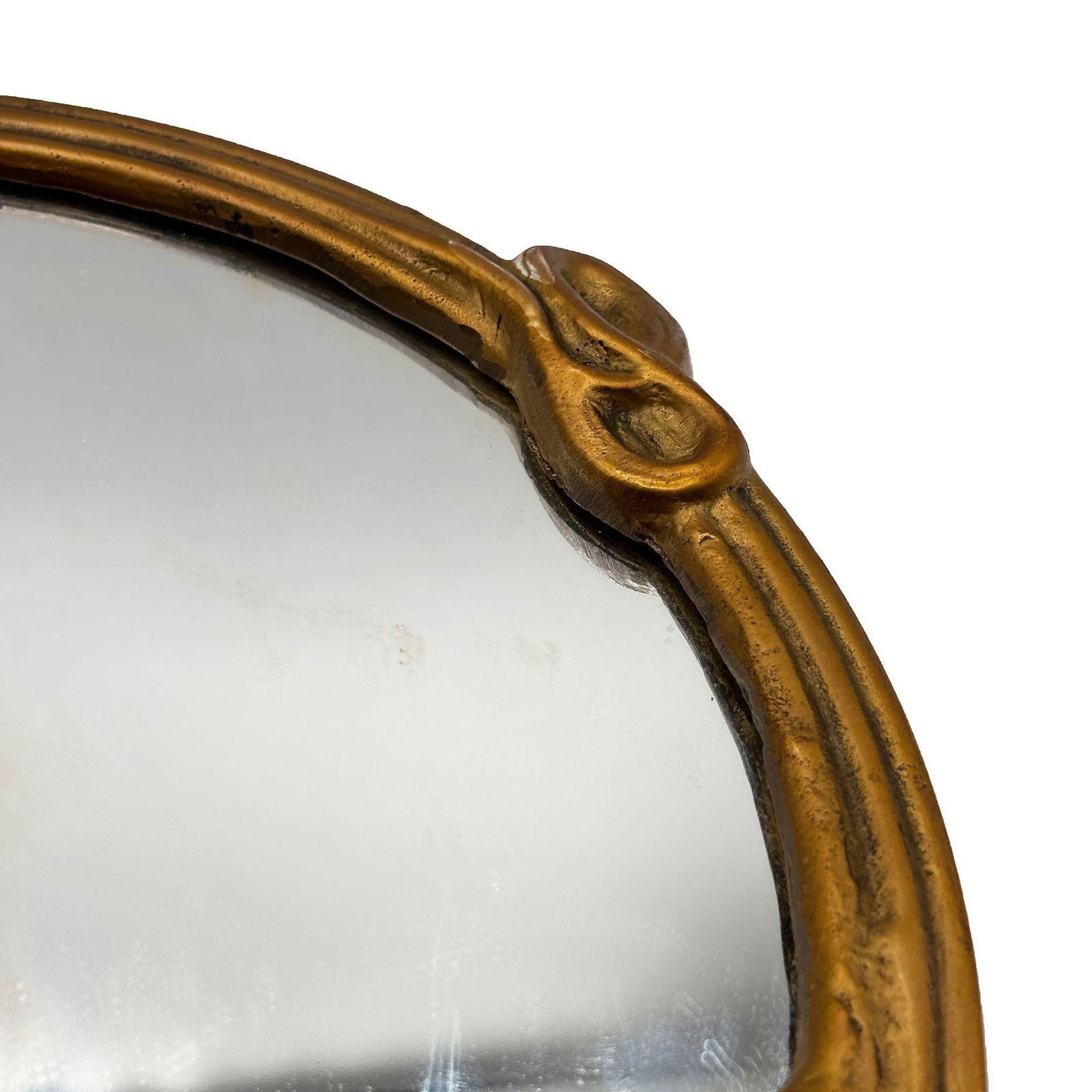 Cast Brass Art Nouveau Round Wall Mirror with Ivy Lady Portrait - 4