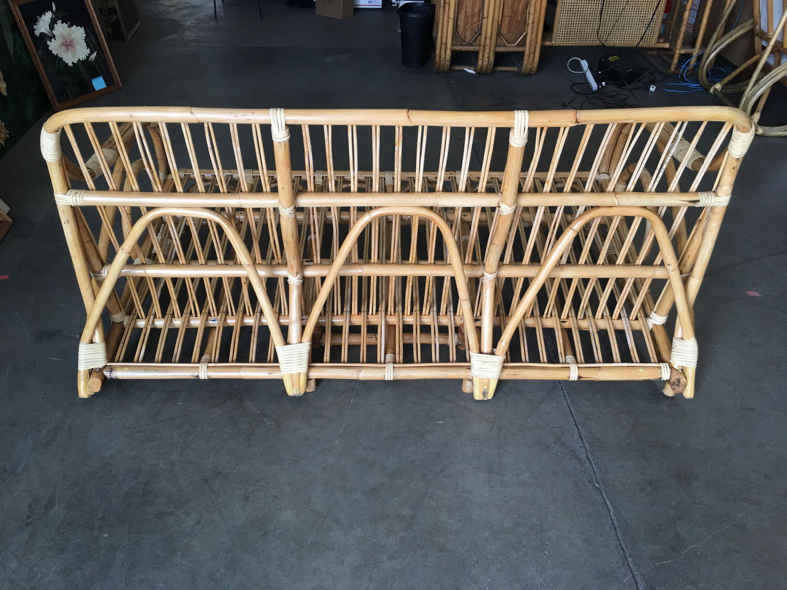 Restored Two-Strand "Circles and Speed" Three Seat Rattan Sofa - 6