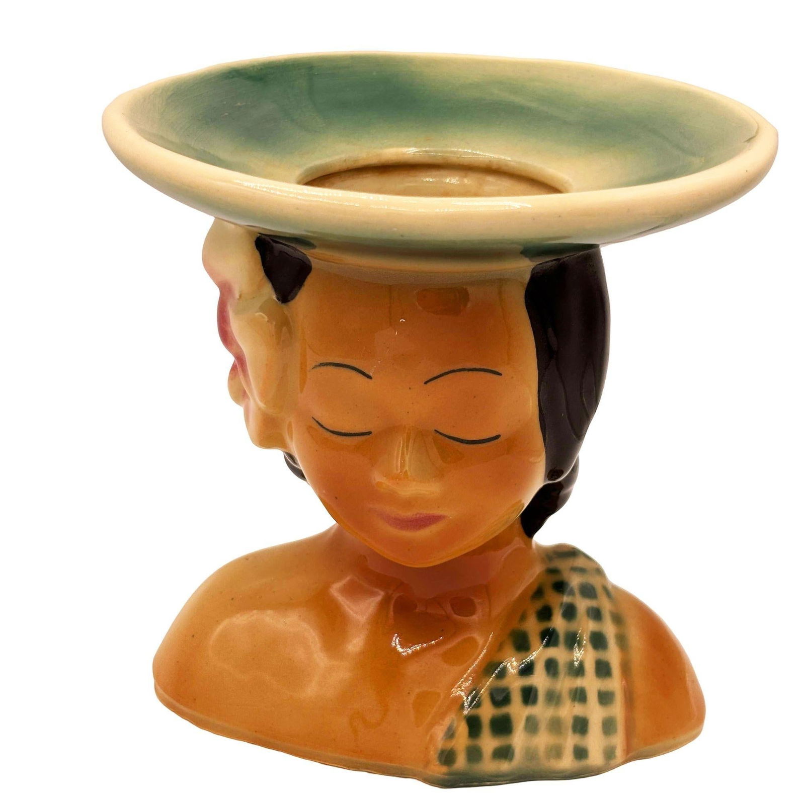 MCM Hawaiian 896 Hula Girl Polynesian Pink Plant Bust Vase by Shawnee Pottery - 9