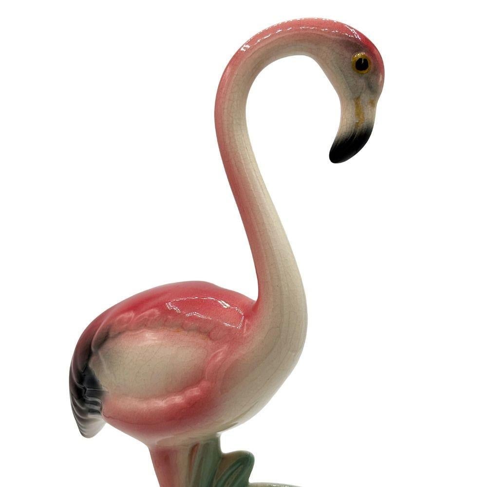 Mid-century Matching Pink Flamingo Ceramic Tabletop Vase Set By Brad Keeler - 2