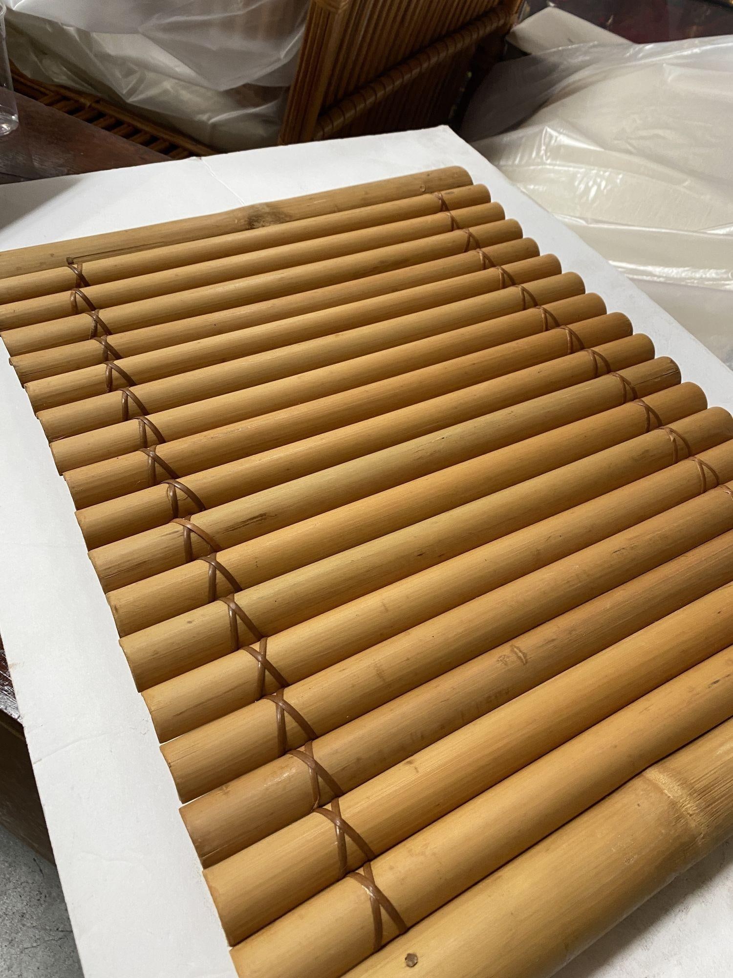 Restored Mid Century Tropical Split Bamboo Serving Tray, Pair - 17