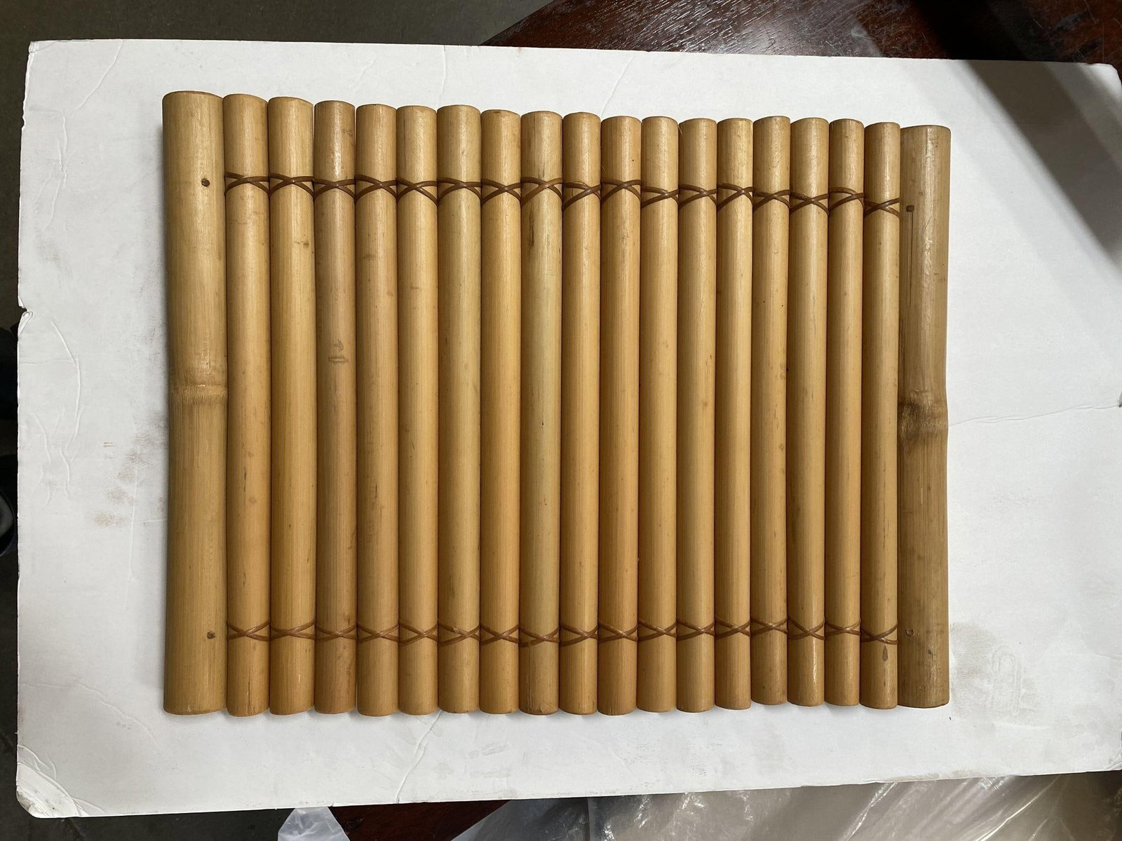 Restored Mid Century Tropical Split Bamboo Serving Tray, Pair - 18