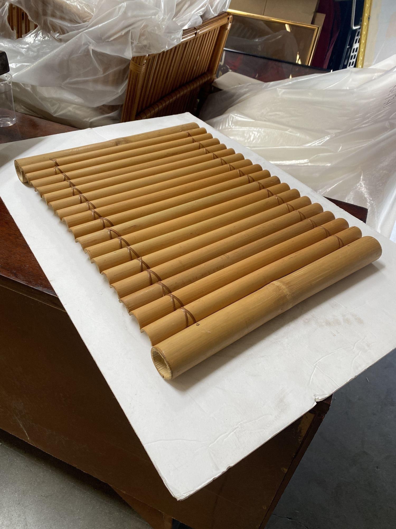 Restored Mid Century Tropical Split Bamboo Serving Tray, Pair - 9