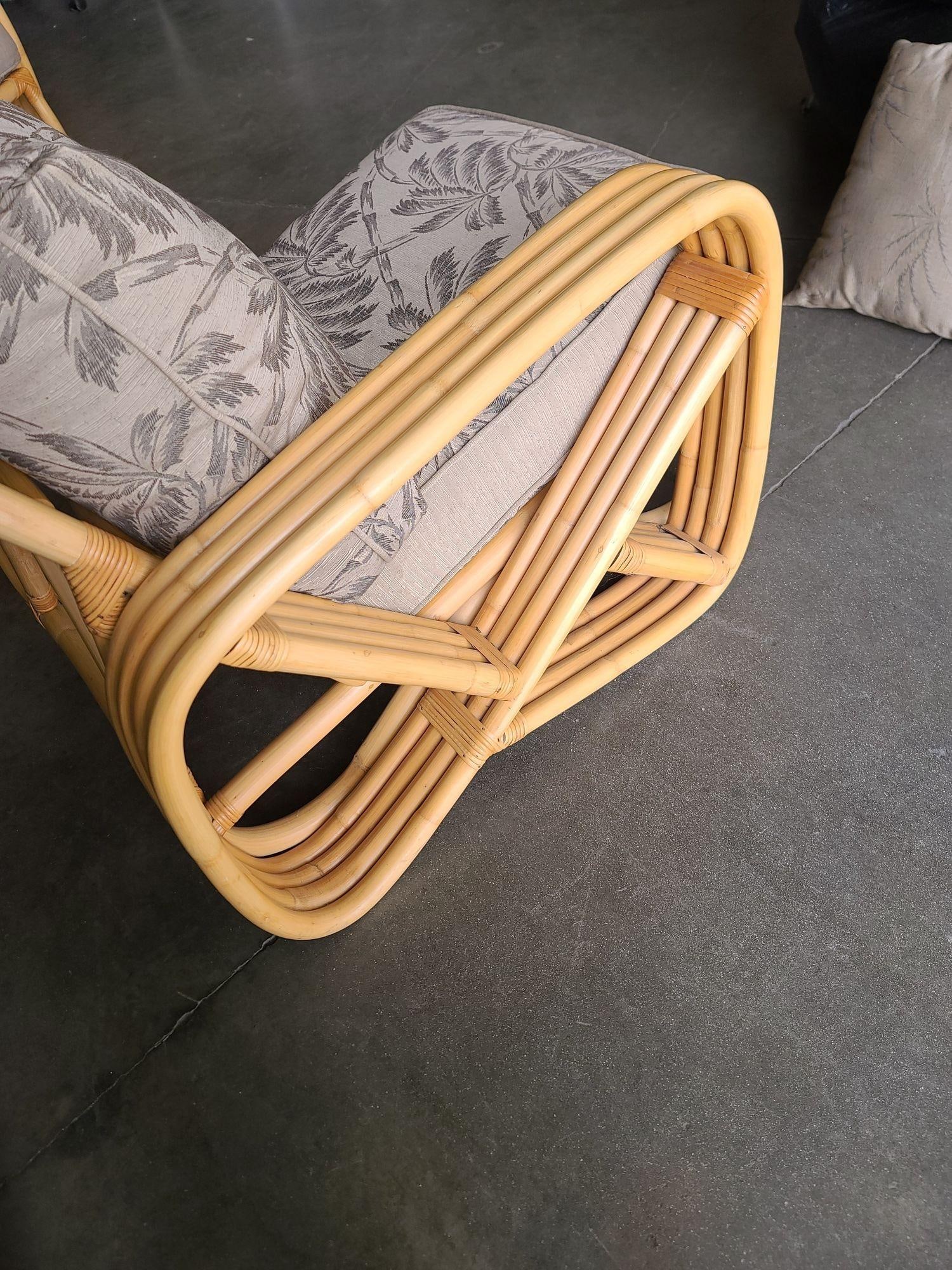 Impeccably Restored Paul Frankl Four Strand Rattan 4 Seat Corner Sectional So - 3