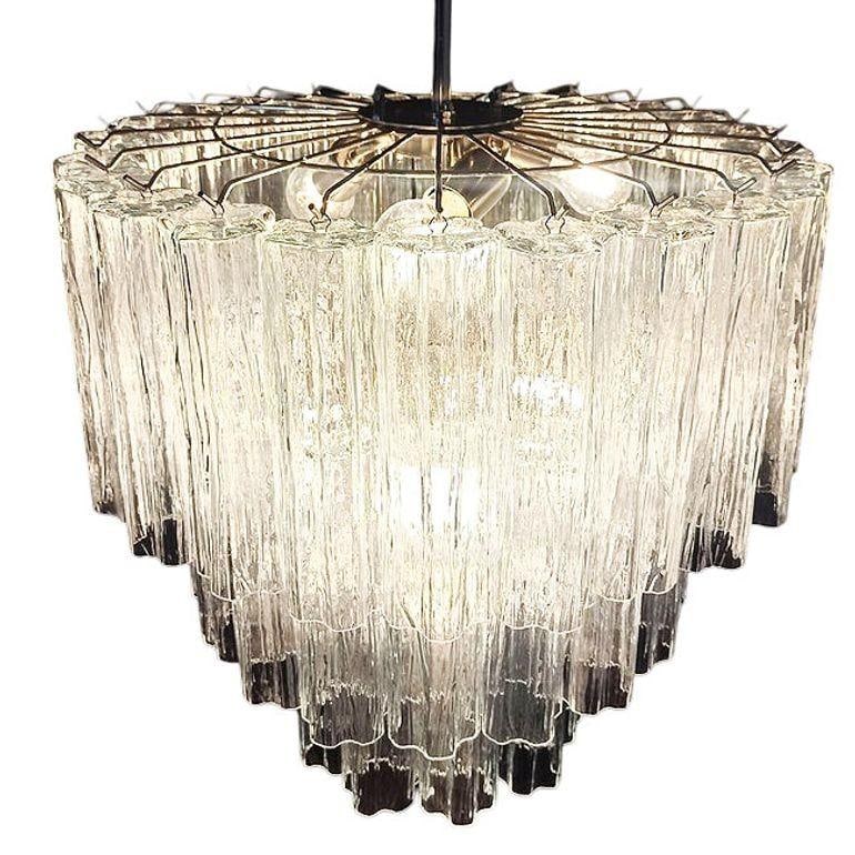 Mid-century Murano Glass Tronchi Pendant Chandelier by Venini - 11