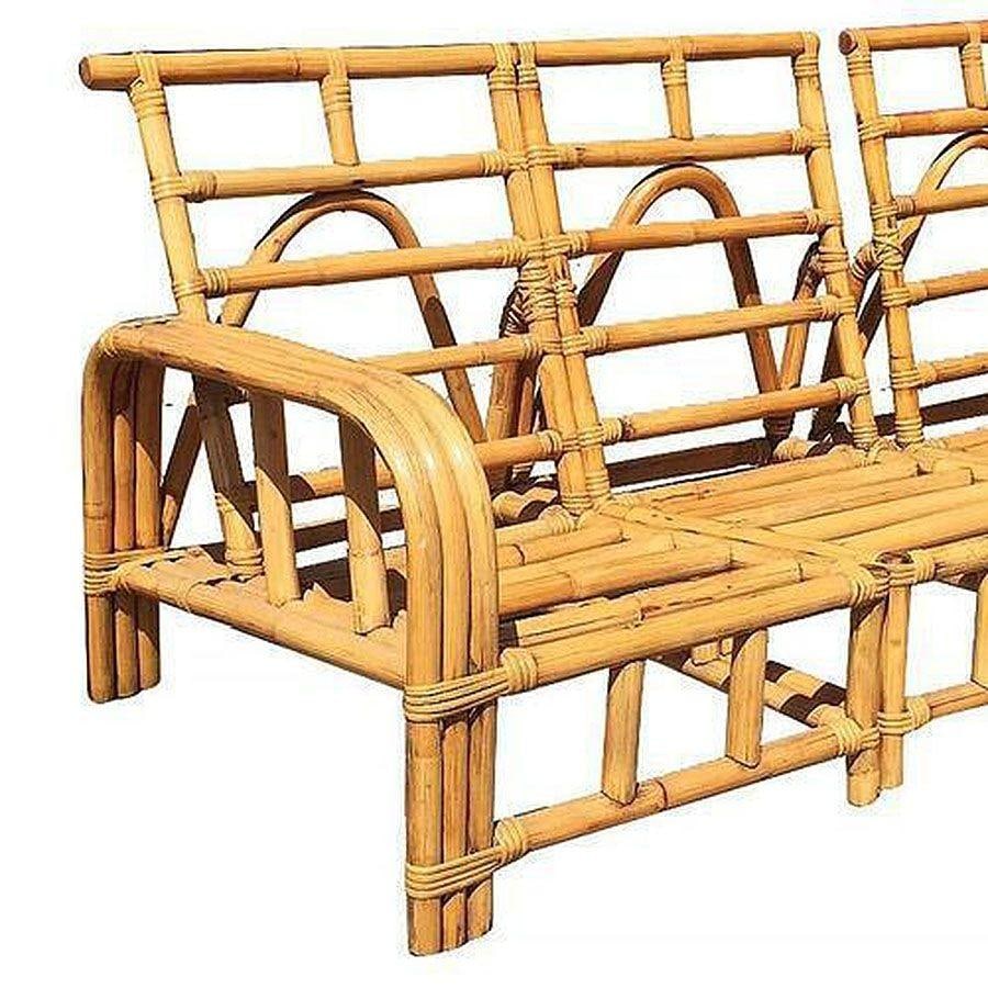 Restored Mid-century Child Size Three-Strand "Horse Shoe Arm" Sofa - 4