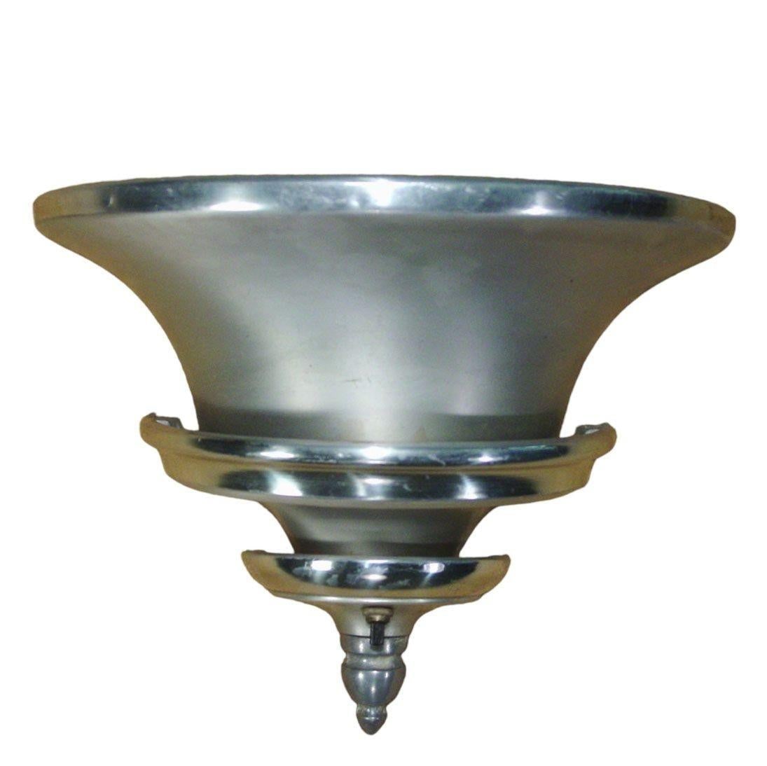 Brushed Aluminum Art Deco Demilune Wall Sconces by Walter Von Nessen, Pair - 3