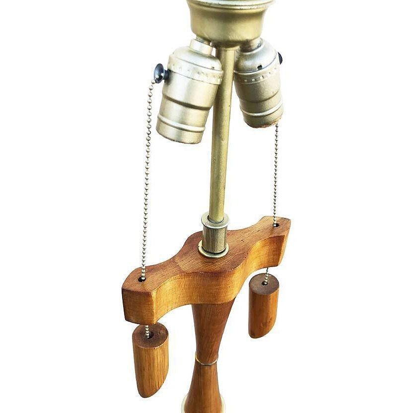 Restored High Style Koa Wood & Rattan Sculptural Floor Lamp w Ricemat Wrap, Pair - 3