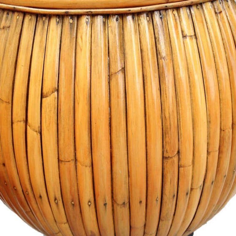 Restored Large 1940s Rattan and Mahogany Pumpkin Bar - 3