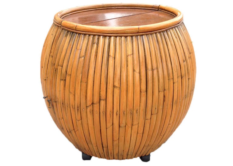 Restored Large 1940s Rattan and Mahogany Pumpkin Bar - 8