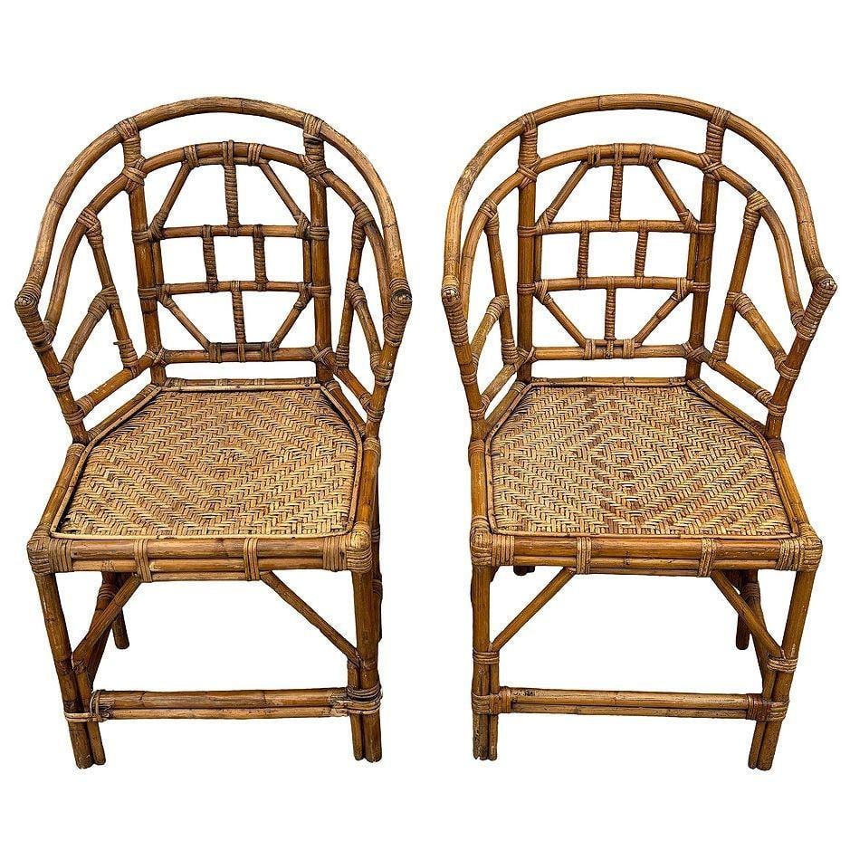Brighton Pavilion Style Rattan Dining Armchairs - 9