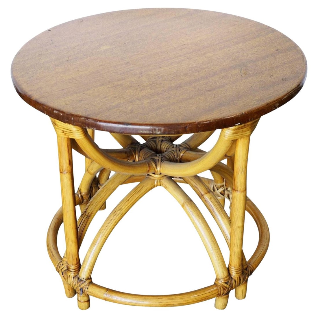 Restored Vintage Five Strand Hour Glass Rattan Coffee Table (1 of 18)