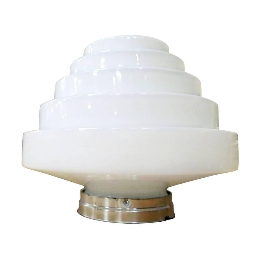 Stepped Art Deco Skyscraper Ceiling Mounted Globe with Fixture - 2