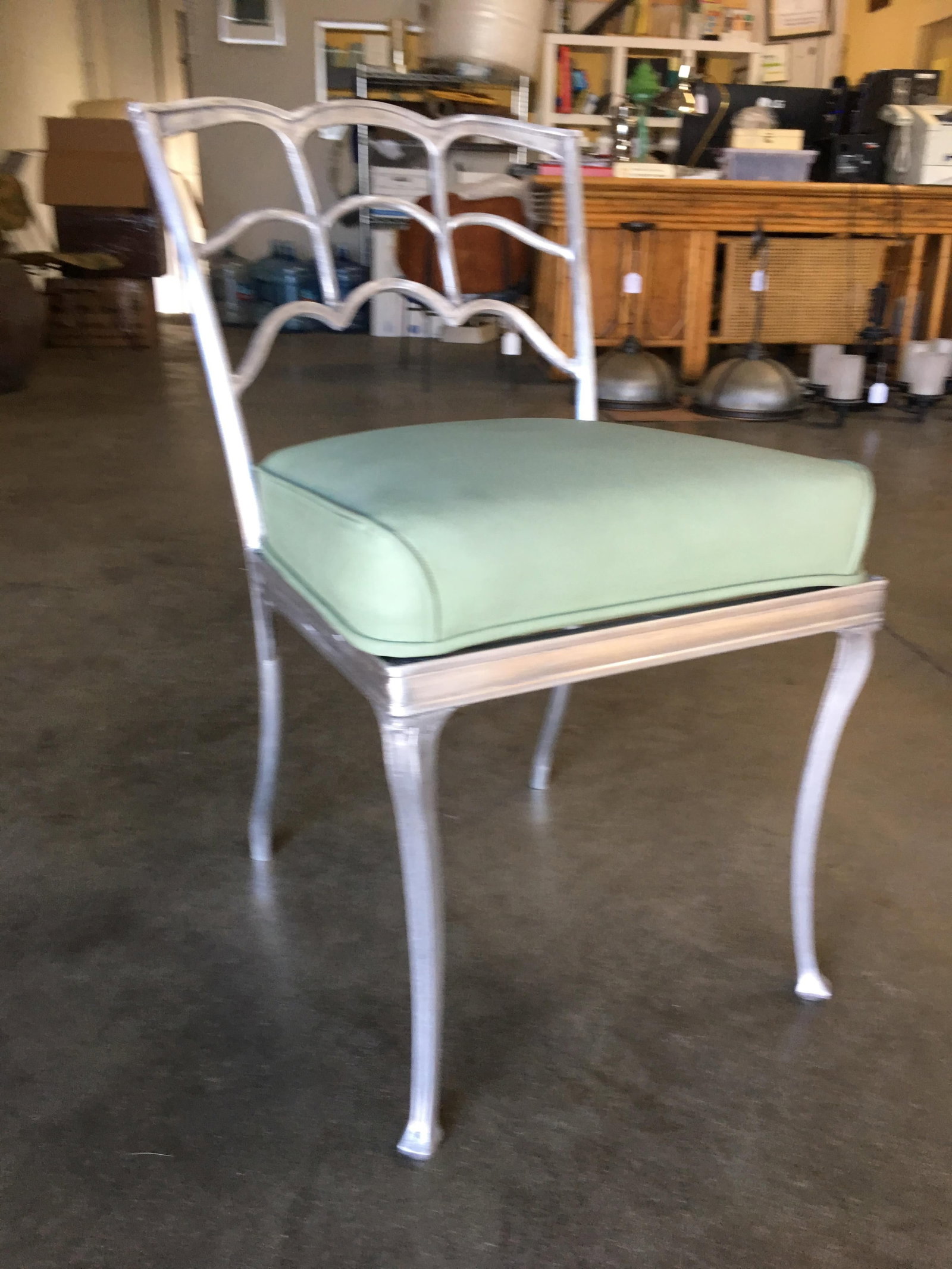 Art Deco Silver Tone Casted Aluminum Spiderweb Side Chair, Pair - 19